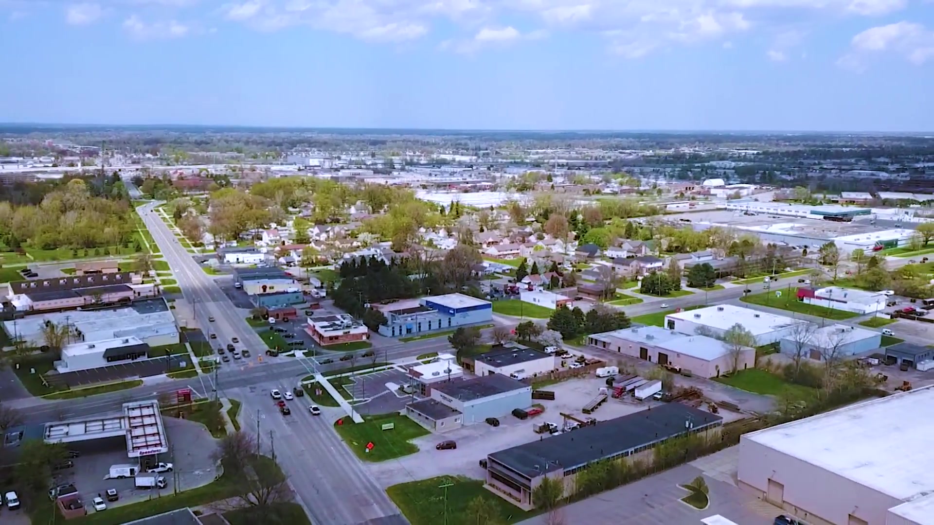 Aerial view of the Copeland-Gibson facility and surrounding Troy neighborhood